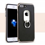 Wholesale iPhone 7 Plus Aluminum Design Ring Holder Stand Case (Champagne Gold)